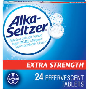 Alka-Seltzer Extra Strength Effervescent Heartburn Relief and Pain Relief Analgesic and Antacid Tablets, 24 Count