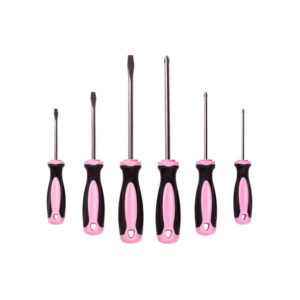 Pink Power Magnetic Screwdriver Set – 6 Piece Phillips and Flathead Hand Tool Set for Women