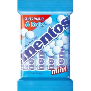 Mentos Chewy Mint Candy Roll, Peppermint, 1.32 oz, 6 Count