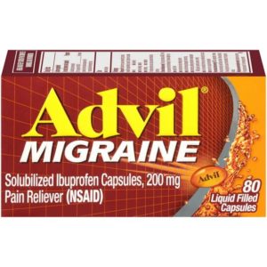 Advil Migraine Headache Relief, Ibuprofen 200Mg for Migraine Relief and Nausea Relief – 80 Liquid Filled Capsules