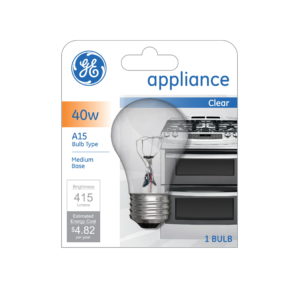 GE Incandescent 40-Watt, Soft White, Clear A15, Appliance Light Bulb, 1pk