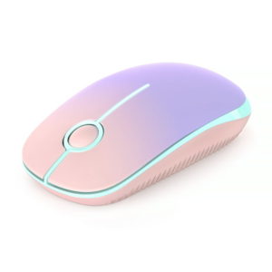 2.4G Slim Wireless Mouse with Nano Receiver, Less Noise, Portable Mobile Optical Mice for Notebook, PC, Laptop, Computer, MacBook MS001 (Pink to Purple)